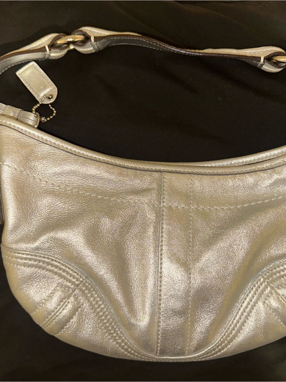 Vintage Y2K Coach Metallic Silver Leather Soho Small Hobo Bag - Picture 8 of 13